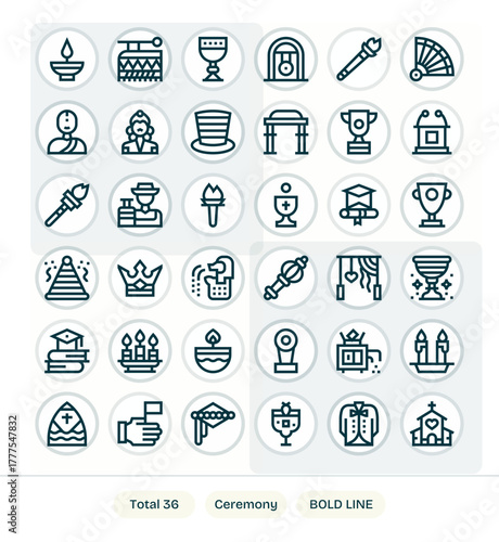 Ceremony Ultimate Vector Package with 36 64x64 Bold Line PIXEL Perfect Icons