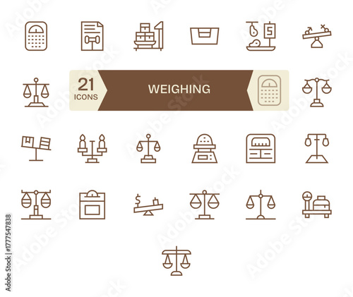 25 Pixel Optimized Regular Line Vector Icons designed for Weighing Interface