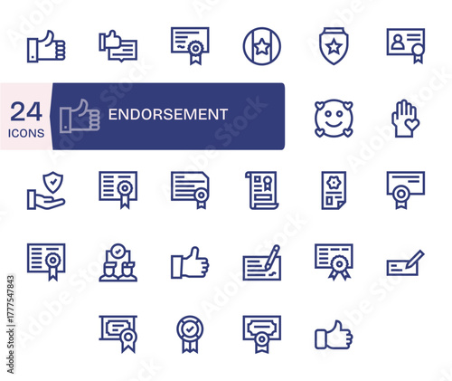 Endorsement Vector Icon Repository containing 24 Bold Line Retina Ready Detail Enhanced graphics