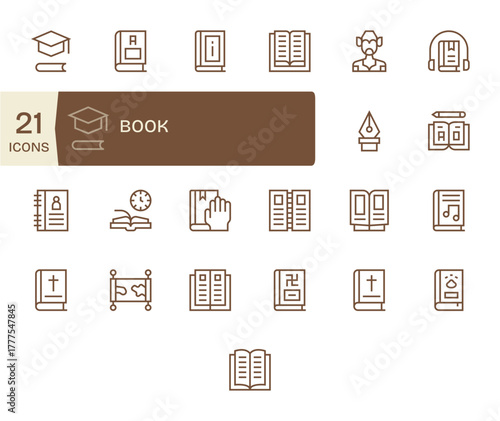 Book featuring 25 Retina Ready Vector Icons in Regular Line Design