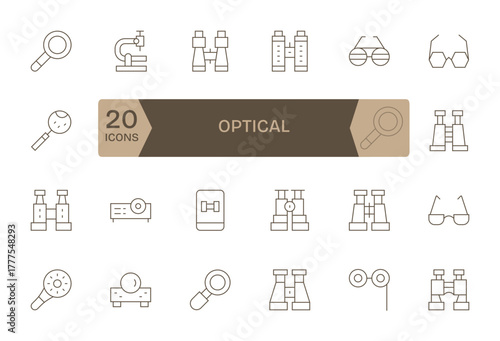 24 256x256 Thin Line Editable Vector Icons for Optical Projects