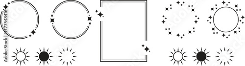 Stars line art icon. Sparkle star icons. Shine icons