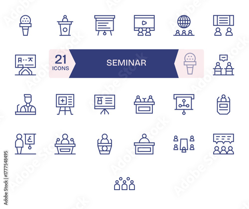 Seminar Vector Icon Arsenal with 25 256x256 Regular Line Grid Fitted designs