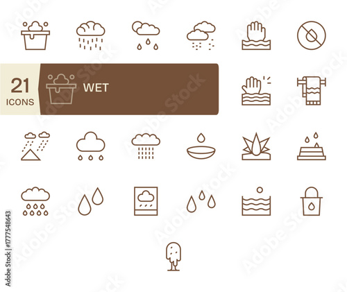 Wet Vector Icon Toolkit featuring 25 Pixel Aligned Retina Ready Regular Line elements