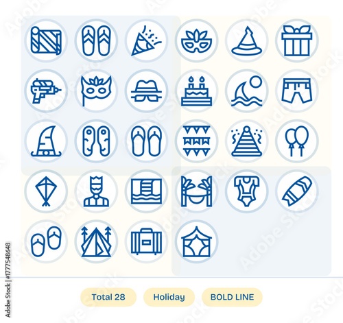 Holiday Vector Icon Toolkit featuring 28 PIXEL Perfect 256x256 Bold Line elements