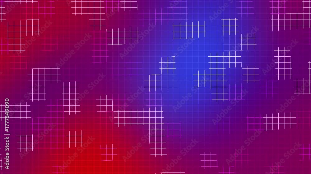 Red and blue gradient background with glowing white grid lines forming futuristic geometric shapes ideal for modern celebration themes or high tech digital design projects