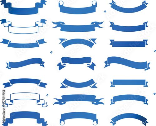  ribbons. Realistic ribbon banners vector collection. Illustration flag ribbon banner, blue realistic label