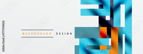 Abstract geometric design. Blue, orange hues create modern background. Minimalist style, clean lines, simple shapes present.