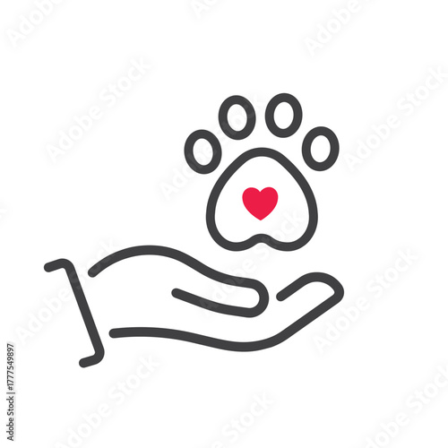 Pet care, adoption vector icon.