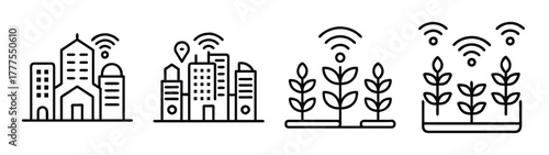 Smart city and agriculture technology concept with wireless connectivity and innovation design