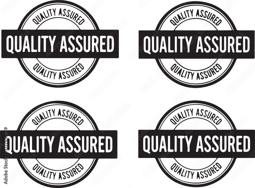 Fototapeta premium Quality assured certified vector stamp badge for product guarantee