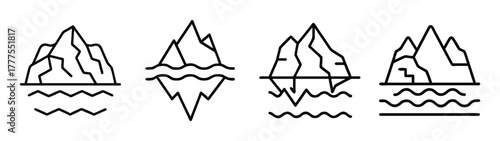 Iceberg graphic vector illustration drawing simple line art design iceberg outline arctic landscape cold water glacier