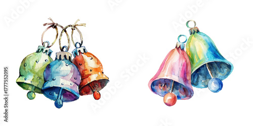 jingle bells watercolor vector illustration