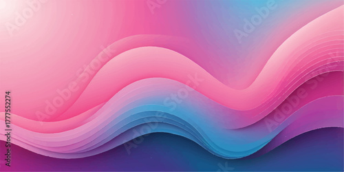 Abstract pink background vector illustration with flowing curve lines and blue and purple light elements for pattern design