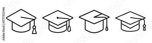 Graduation caps mortarboard vector illustration for education success and academic achievement design