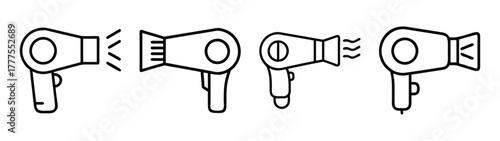 Hair dryer vector illustration set blow dryer styling tool beauty appliance hairdressing salon equipment
