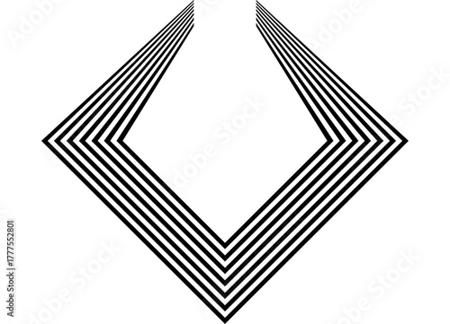 Vector pattern of black parallel lines on a white background. Modern design element in retro style. Abstract geometric. Frame with place for text. Label. Shield