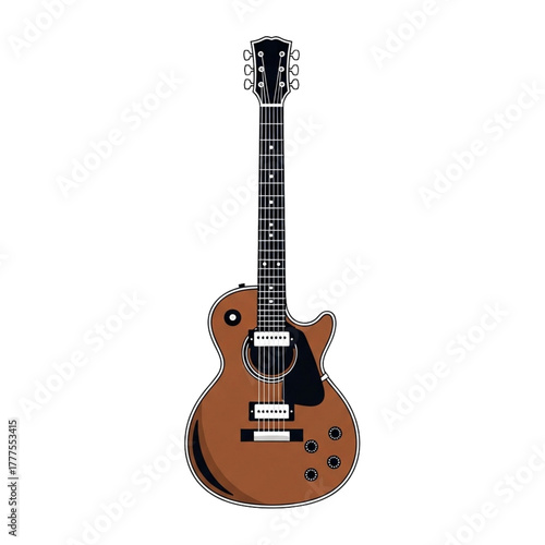 Acoustic electric guitar with a brown body and black neck.