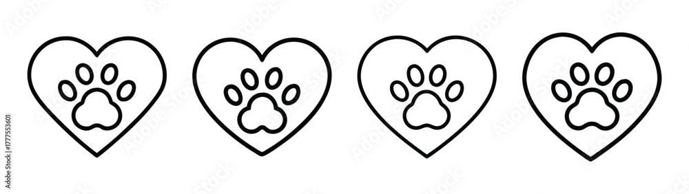 Fototapeta premium Dog paw print heart vector design for pet lovers and animal rescue organizations graphic element