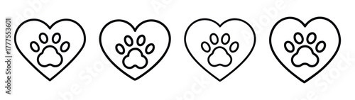 Dog paw print heart vector design for pet lovers and animal rescue organizations graphic element