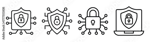 Cyber security data protection network security information security digital security safety lock icons