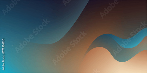 Abstract blue background with flowing waves for a summer sunset landscape illustration of mountains and the sea