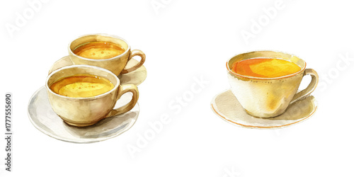 tibetan butter tea watercolor vector illustration