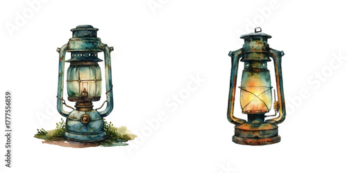 vintage lamp watercolor vector illustration