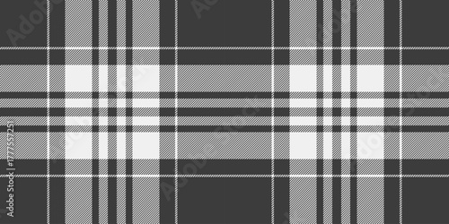 Decorative background texture vector, continuity tartan textile check. Grand pattern plaid seamless fabric in grey and white colors.