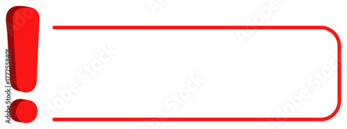 Red exclamation mark with outlined frame for attention-grabbing design or informational use.