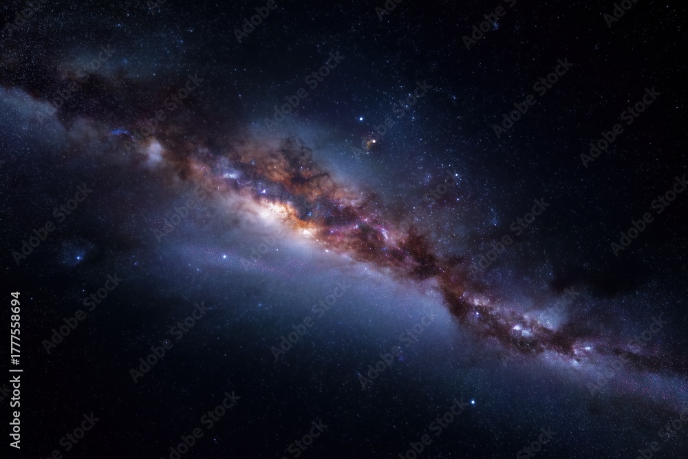Obraz premium A picture of space with stars in a galaxy. A big picture. The universe is full of stars, clouds of gas and galaxies.