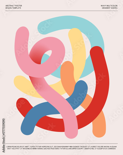 Vibrant Gradient Abstract Poster Background with Wavy Geometric Design Minimalist Typography for Covers, Flyers, and Wall Art