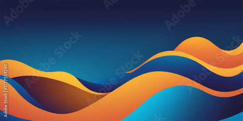 Abstract vector design illustrating a colorful summer beach wave pattern under a blue sky backdrop