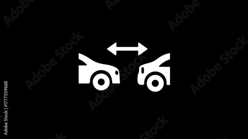 Animation - icon. Car collision warning system activation.