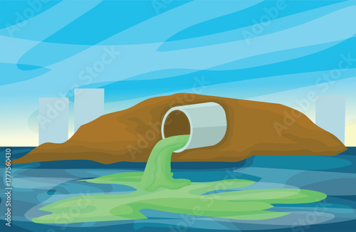 disgusting urban water pollution with