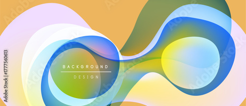 Abstract fluid shapes blend, creating vibrant background design. Colors transition smoothly, offering dynamic visual experience.
