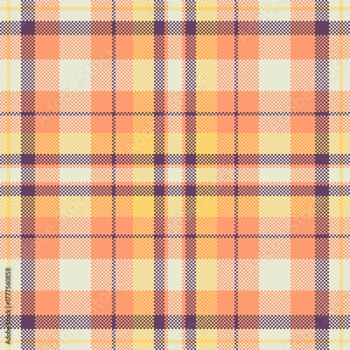 Eps seamless textile plaid, summer vector pattern texture. Autumn check tartan fabric background in orange and light colors.