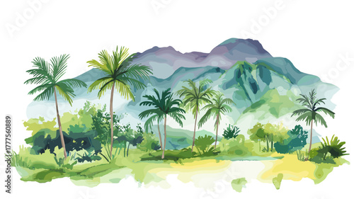 Avila National Park. Avila National Park hand drawn watercolor illustration