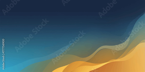 Abstract blue wave background against a dry desert landscape with sun-drenched sand dunes