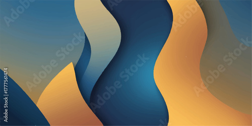 Abstract blue vector background with fashion woman silhouette illustration in a black dress