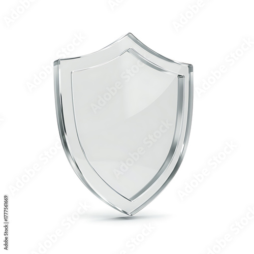 Transparent shield symbol on white background
