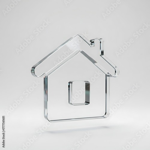 Transparent glass house sculpture on a white background