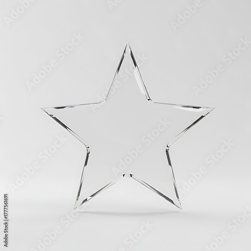 Clear acrylic star shape on a white background