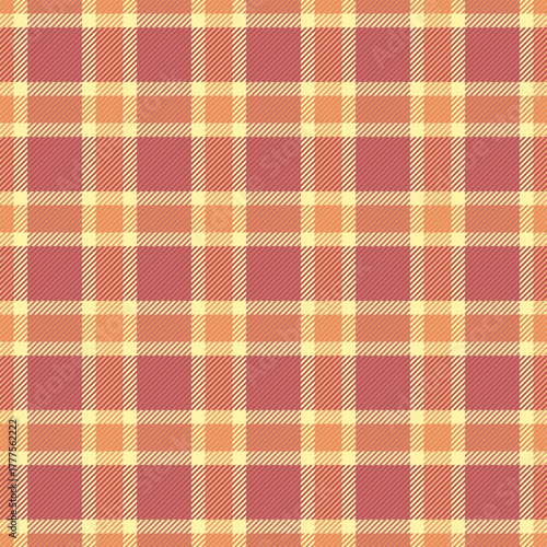Turkish seamless plaid texture, bedroom textile pattern vector. Window tartan background check fabric in red and orange colors.