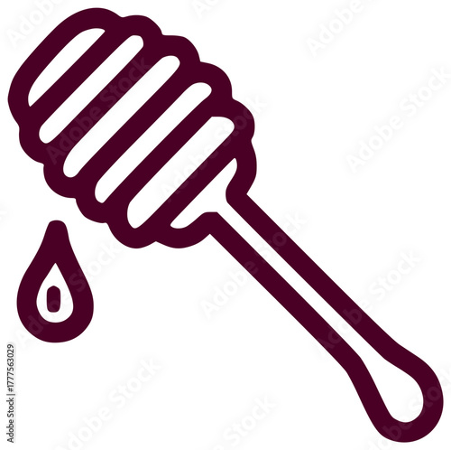 A honey stick with a drop of dripping honey