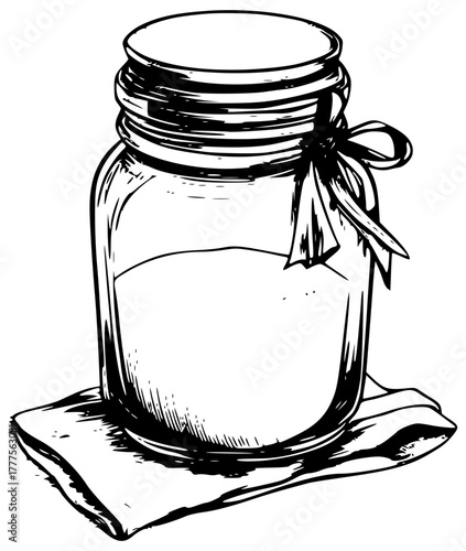 Glass jar with jam