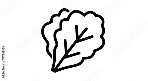 Line drawing of leafy green vegetables, possibly lettuce or spinach, on a white background.