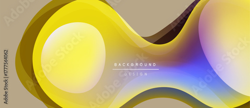 Abstract flowing shapes, yellow, purple gradients. Modern design element for backgrounds, presentations. Smooth curves create dynamic composition.