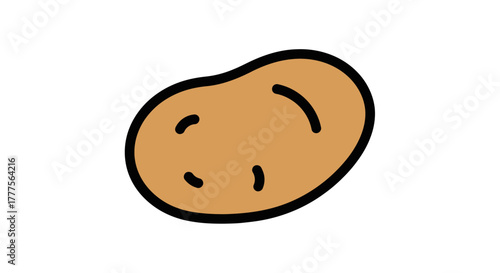 Simple cartoon illustration of a potato with brown skin and black outline, isolated on a white background.
