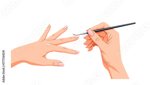 Nail polishing Hand applying polish to fingernail